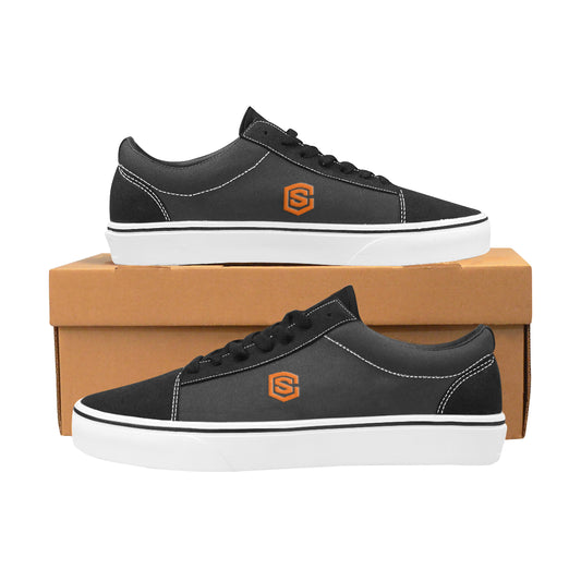 orange logo Men's Low Top Skateboarding Shoes (Model E001-2)