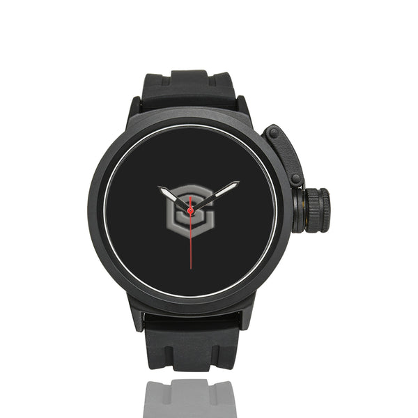 BLACK MEN SPORT WATCH WITH GRAY LOGO Men's Sport Watch (Model 309)