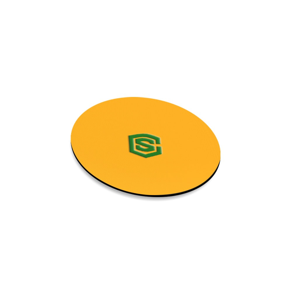Orange Round Coaster with Green Logo Round Coaster