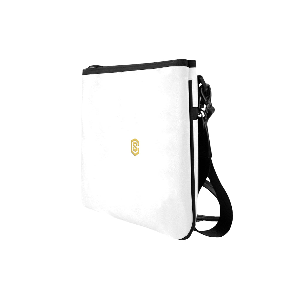 WHITE SLIM CLUTCH BAG gold logo Slim Clutch Bag (Model 1668)