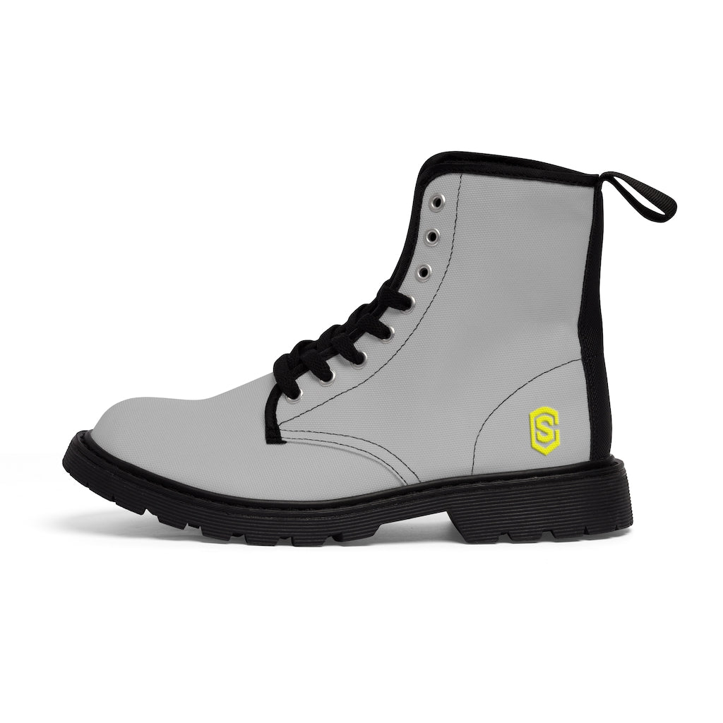 Grey Men's Canvas Boots Yellow Logo