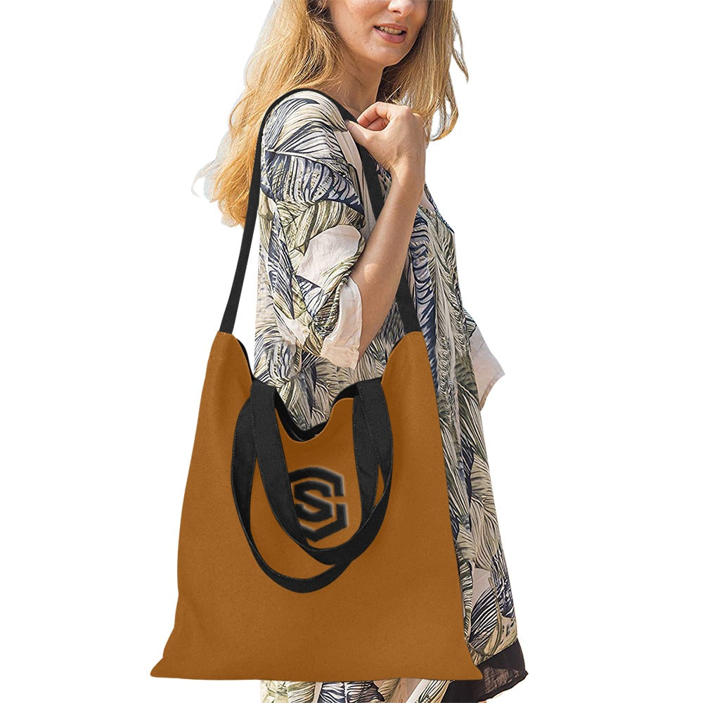 Brown All Over Print Canvas Tote Bag With Black Logo All Over Print Canvas Tote Bag(Model1698)(Medium)