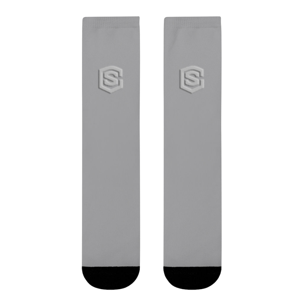 Grey Sublimation Crew Socks (EU) Silver Logo