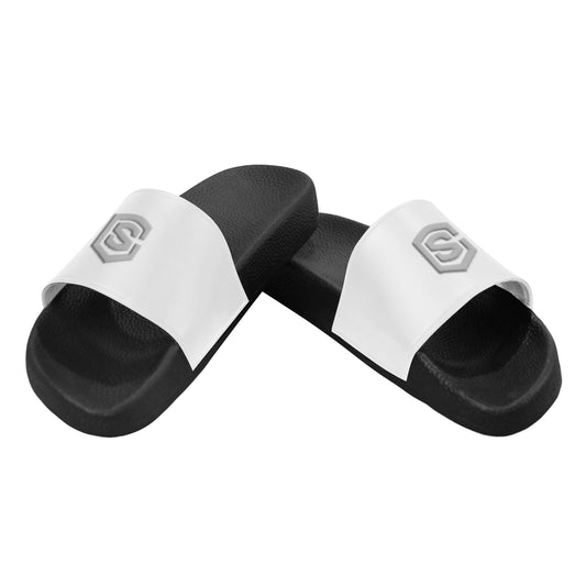 silver logo Men's Slide Sandals (Model 057)