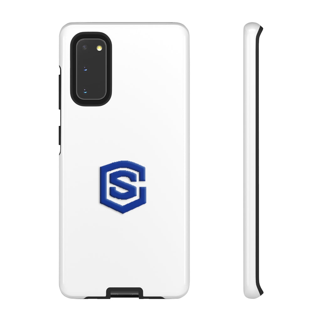 White Tough Cases Blue Logo
