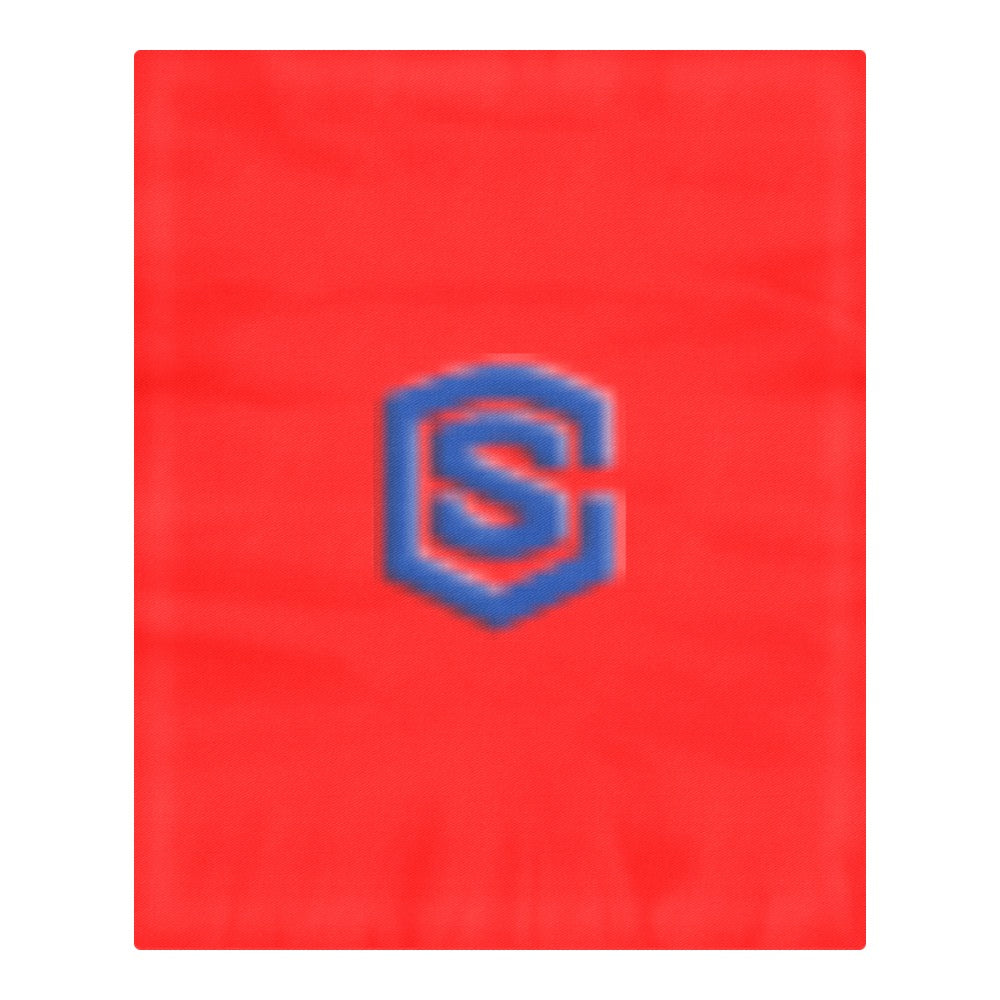 Red 3-Piece Bedding Set (1 Duvet Cover 86"x70"; 2 Pillowcases 20"x30")(One Side) wtih Blue Logo 3-Piece Bedding Set (1 Duvet Cover 86"x70"; 2 Pillowcases 20"x30")(One Side)