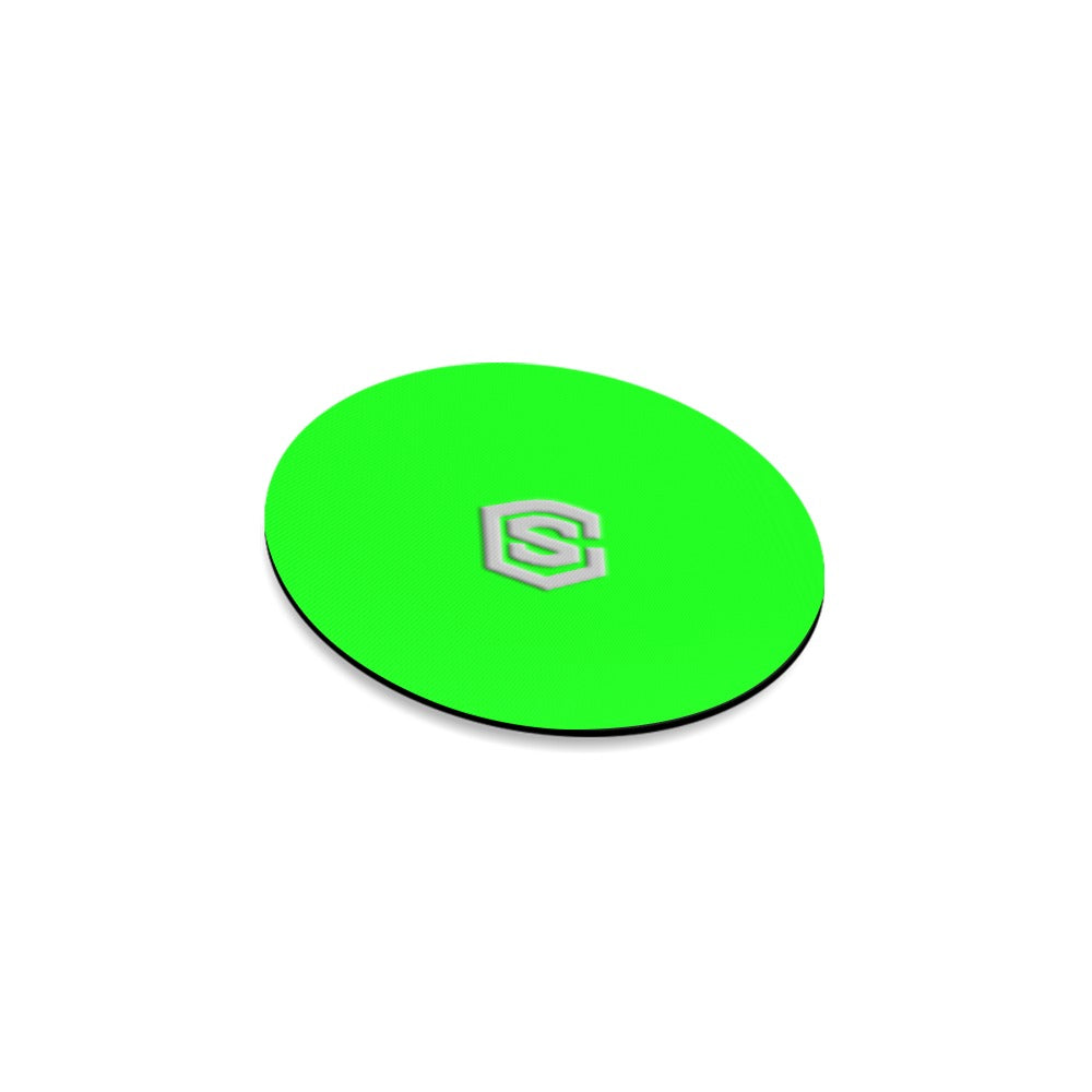 Green Round Coaster with Silver Logo Round Coaster