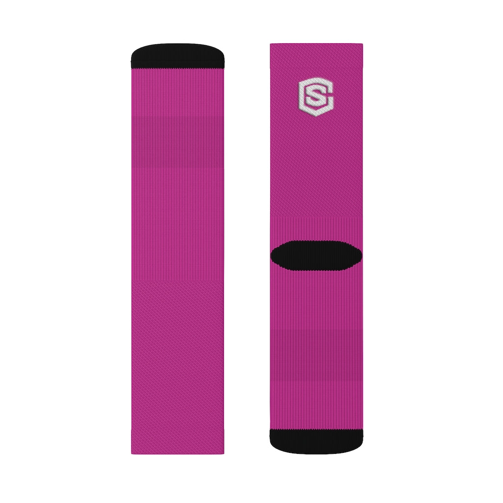 Pink Sublimation Socks White Logo