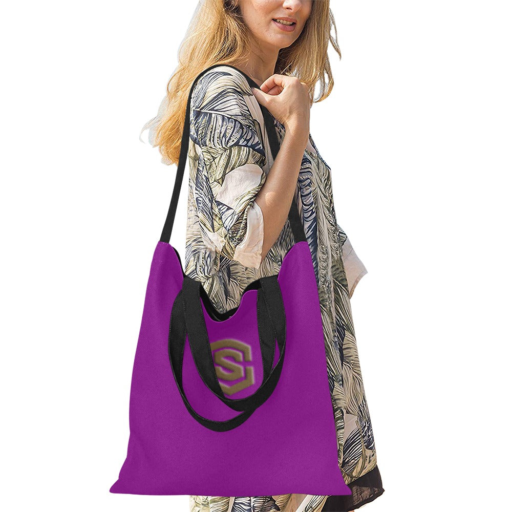 Purple All Over Print Canvas Tote Bag With Brown Logo All Over Print Canvas Tote Bag(Model1698)(Medium)