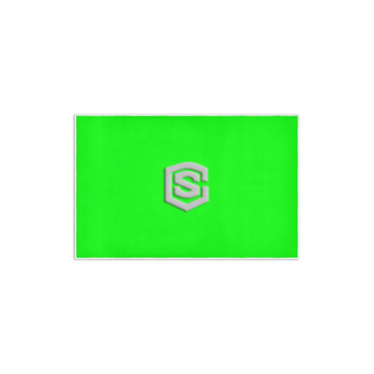 Green Area Rug 2.6' x 1.7' with Silver Logo Area Rug 2.6' x 1.7'