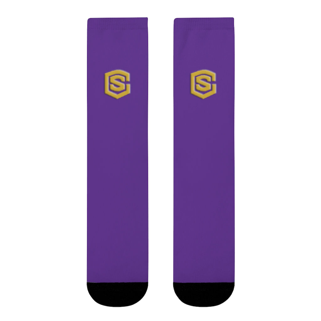 purple Sublimation Crew Socks (EU) Gold Logo