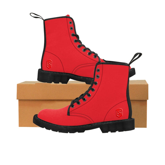 Red Men's Canvas Boots Red Logo