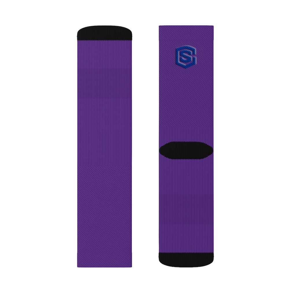 Purple Sublimation Socks Blue Logo