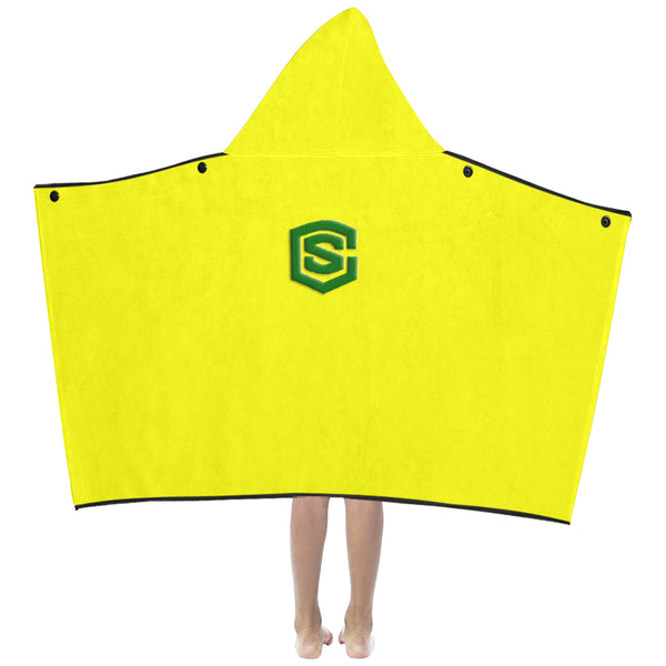 Yellow Kids' Hooded Bath Towels with Green Logo Kids' Hooded Bath Towels