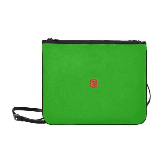 GREEN SLIM CLUTCH BAG red logo Slim Clutch Bag (Model 1668)