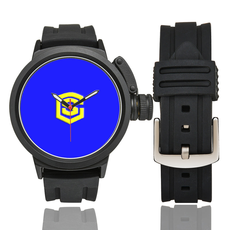 BLUE MEN SPORT WATCH WITH YELLOW LOGO Men's Sport Watch (Model 309)