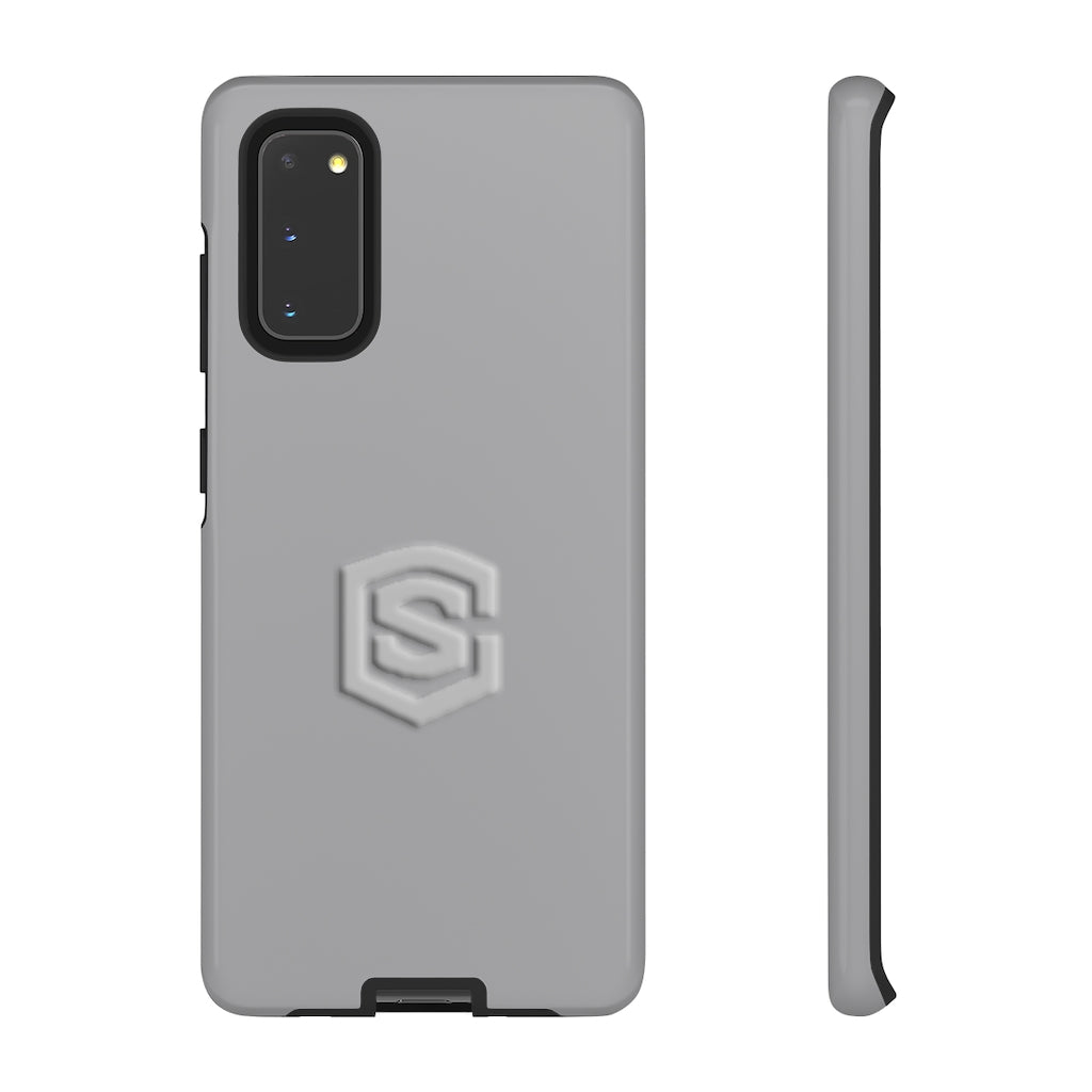 Grey Tough Cases Silver Logo