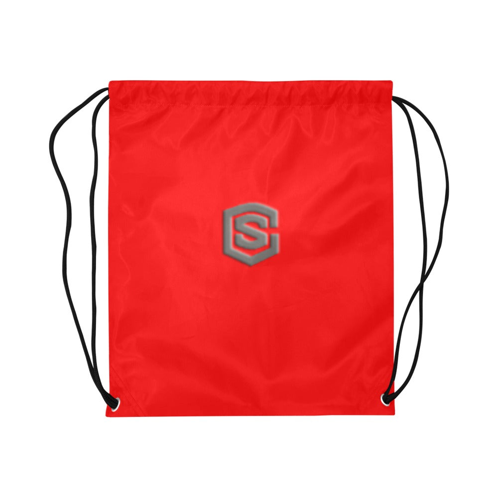 Red Drawstring Bags Large With Grey Logo Drawstring Bags (Model 1604) (Large)