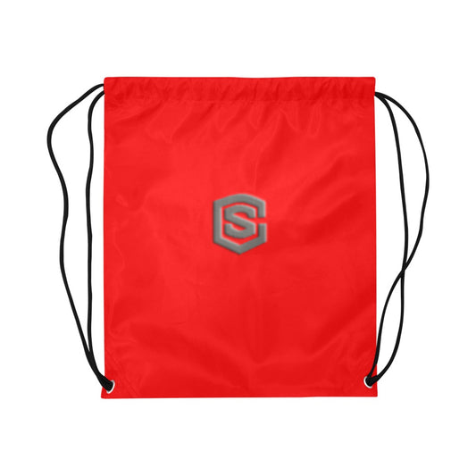Red Drawstring Bags Large With Grey Logo Drawstring Bags (Model 1604) (Large)