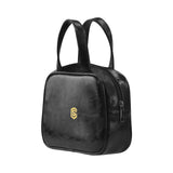 BLACK LEATHER TOP HANDLE HANDBAG gold logo Leather Top Handle Handbag (Model 1662)