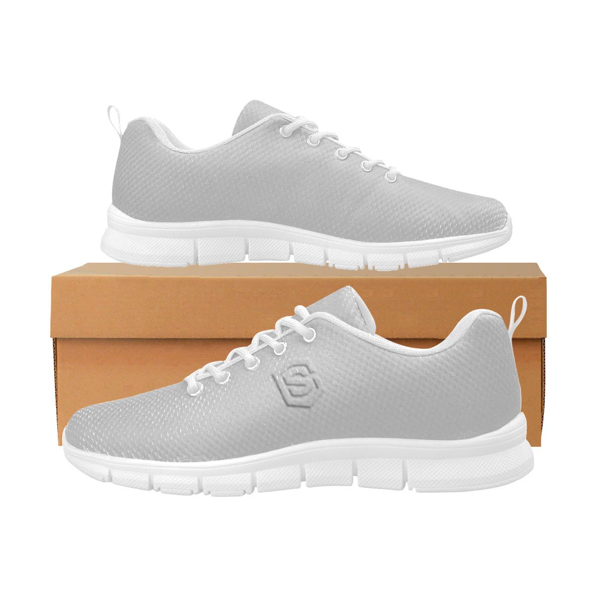 silver logo Women's Breathable Running Shoes (Model 055)