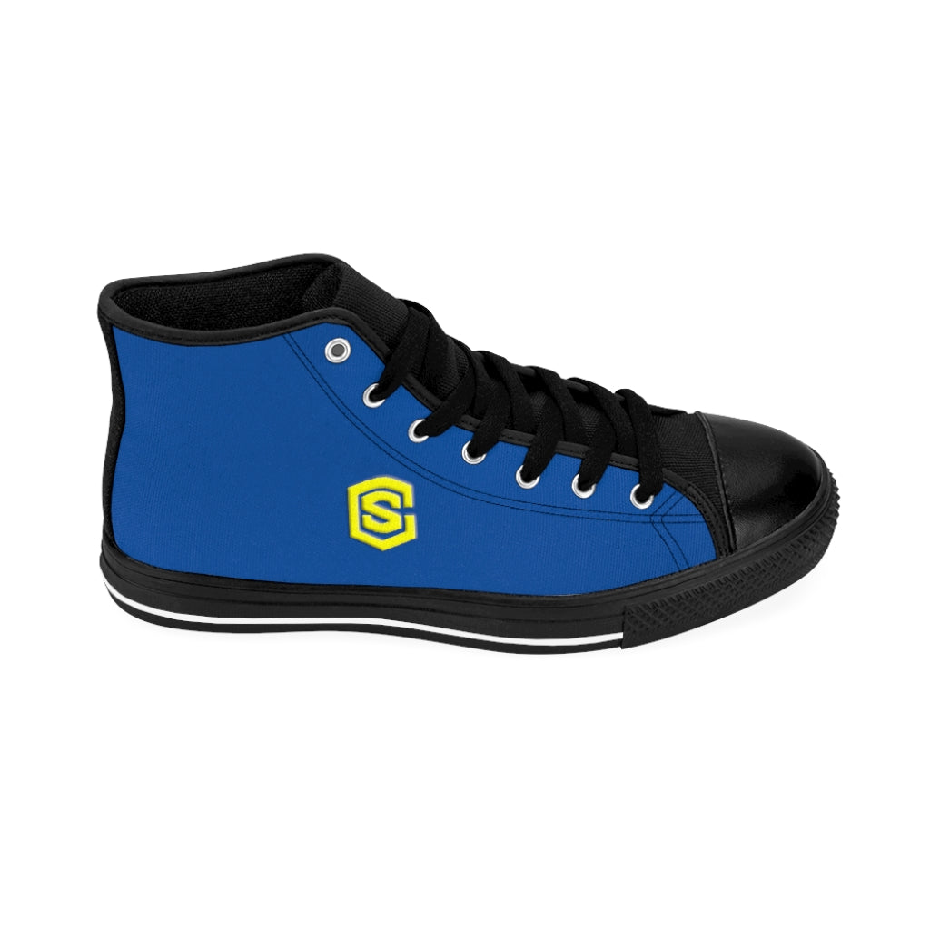 blue Men's High-top Sneakers - yellow logo