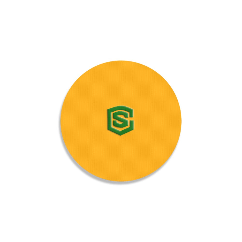 Orange Round Coaster with Green Logo Round Coaster