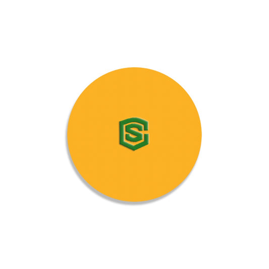 Orange Round Coaster with Green Logo Round Coaster