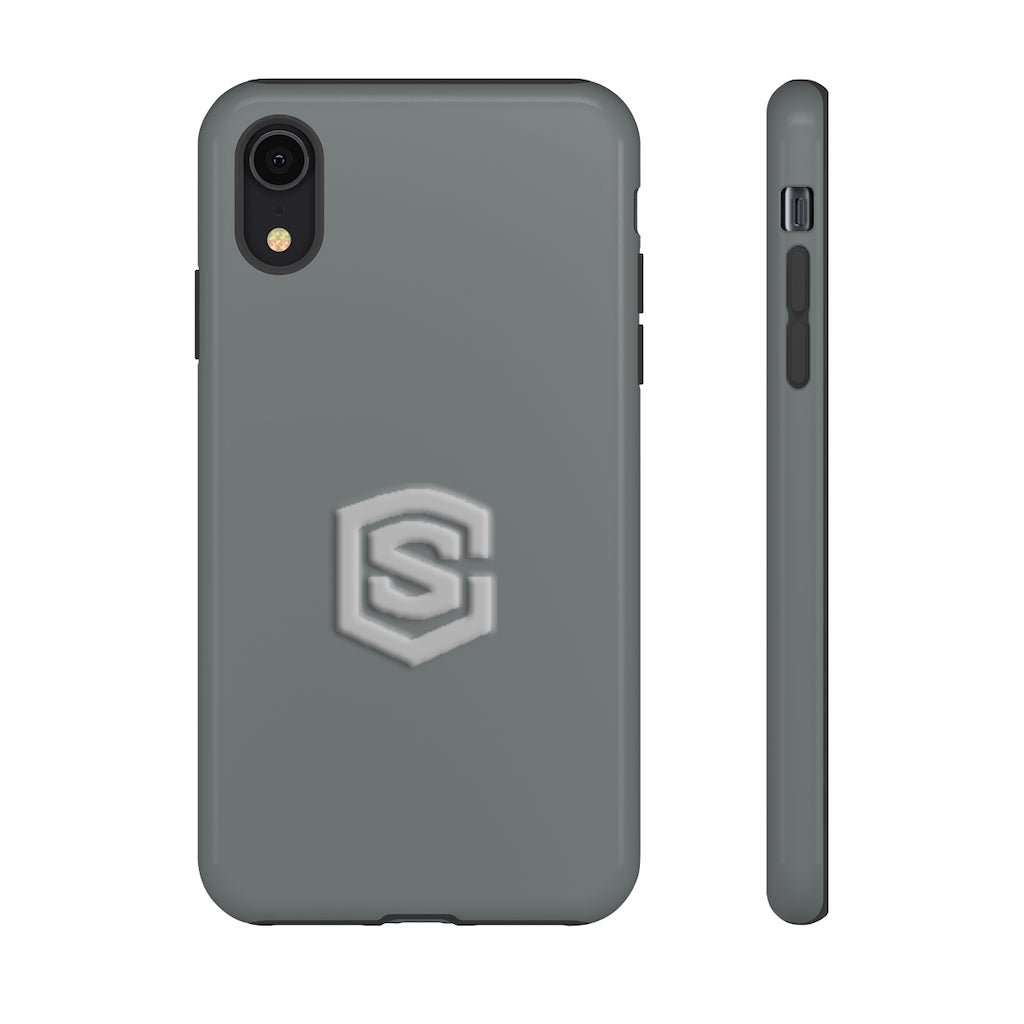 Grey Tough Cases Silver Logo