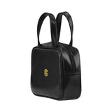 BLACK LEATHER TOP HANDLE HANDBAG gold logo Leather Top Handle Handbag (Model 1662)