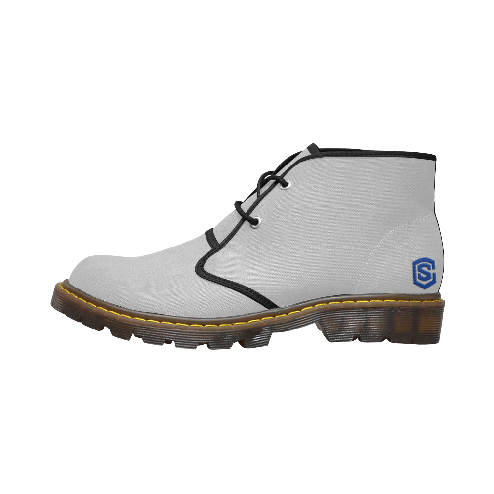 blue logo Women's Canvas Chukka Boots (Model 2402-1)