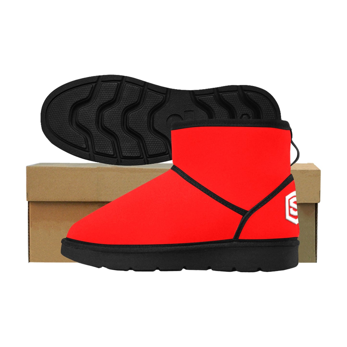 RED Low Top Men's Snow Boots WITH WHITE LOGO Low Top Men's Snow Boots (Model 049)