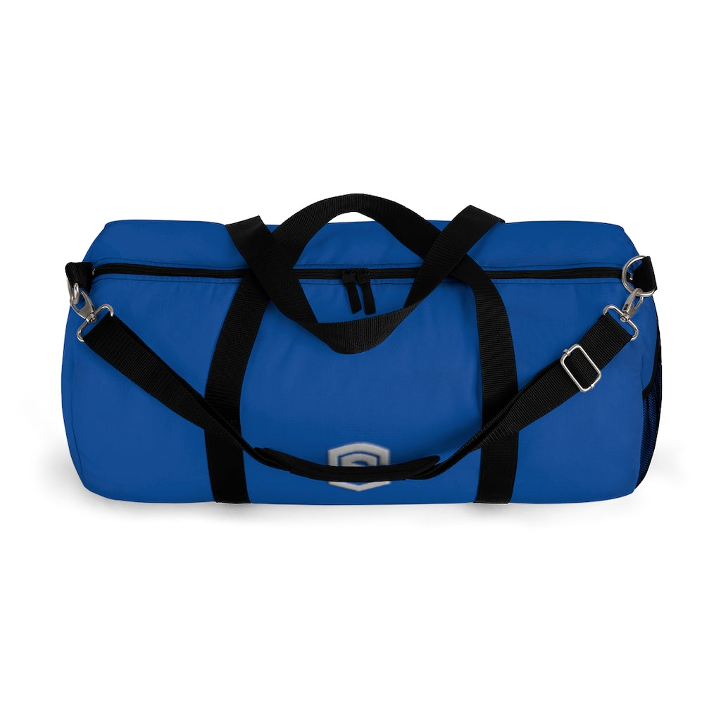 Blue Duffel Bag Silver Logo