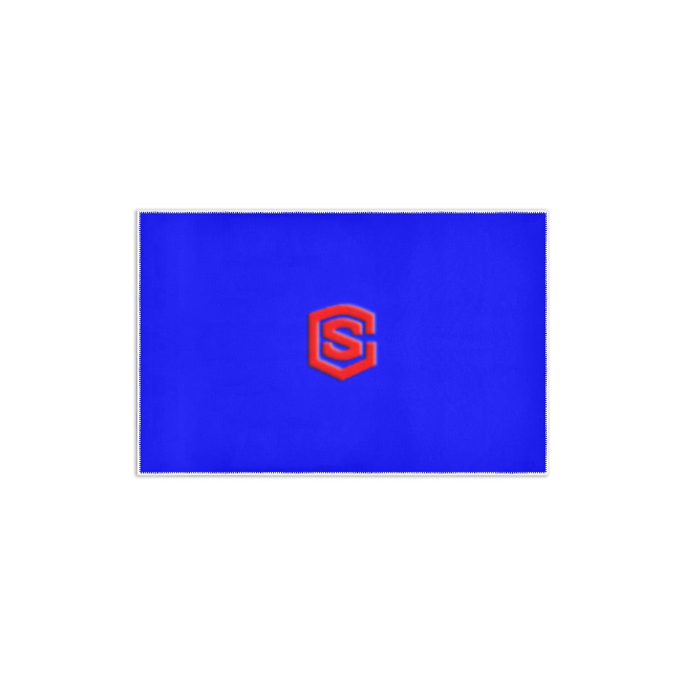 BLUE SMALL AREA RUG WITH RED LOGO Area Rug 2.6' x 1.7'