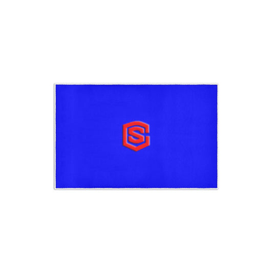 BLUE SMALL AREA RUG WITH RED LOGO Area Rug 2.6' x 1.7'