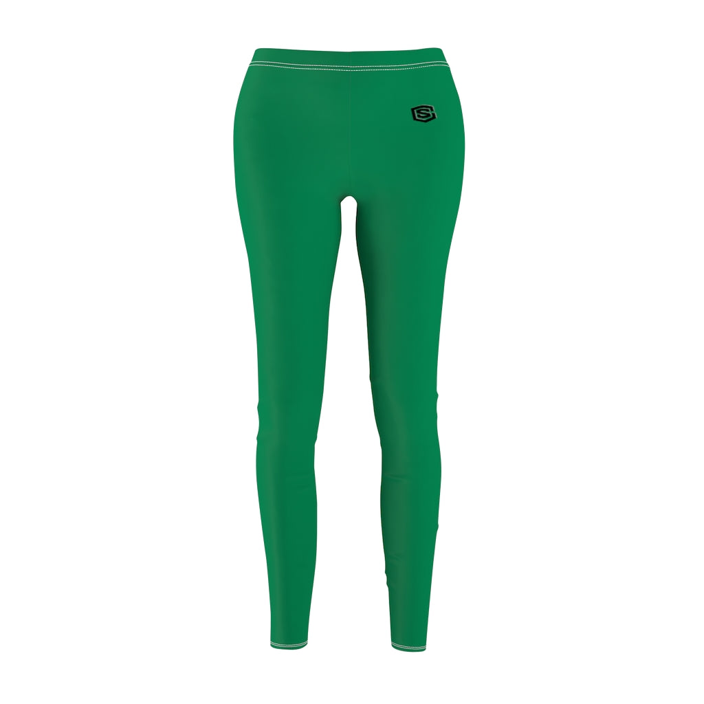 Green Women's Cut & Sew Casual Leggings Black logo