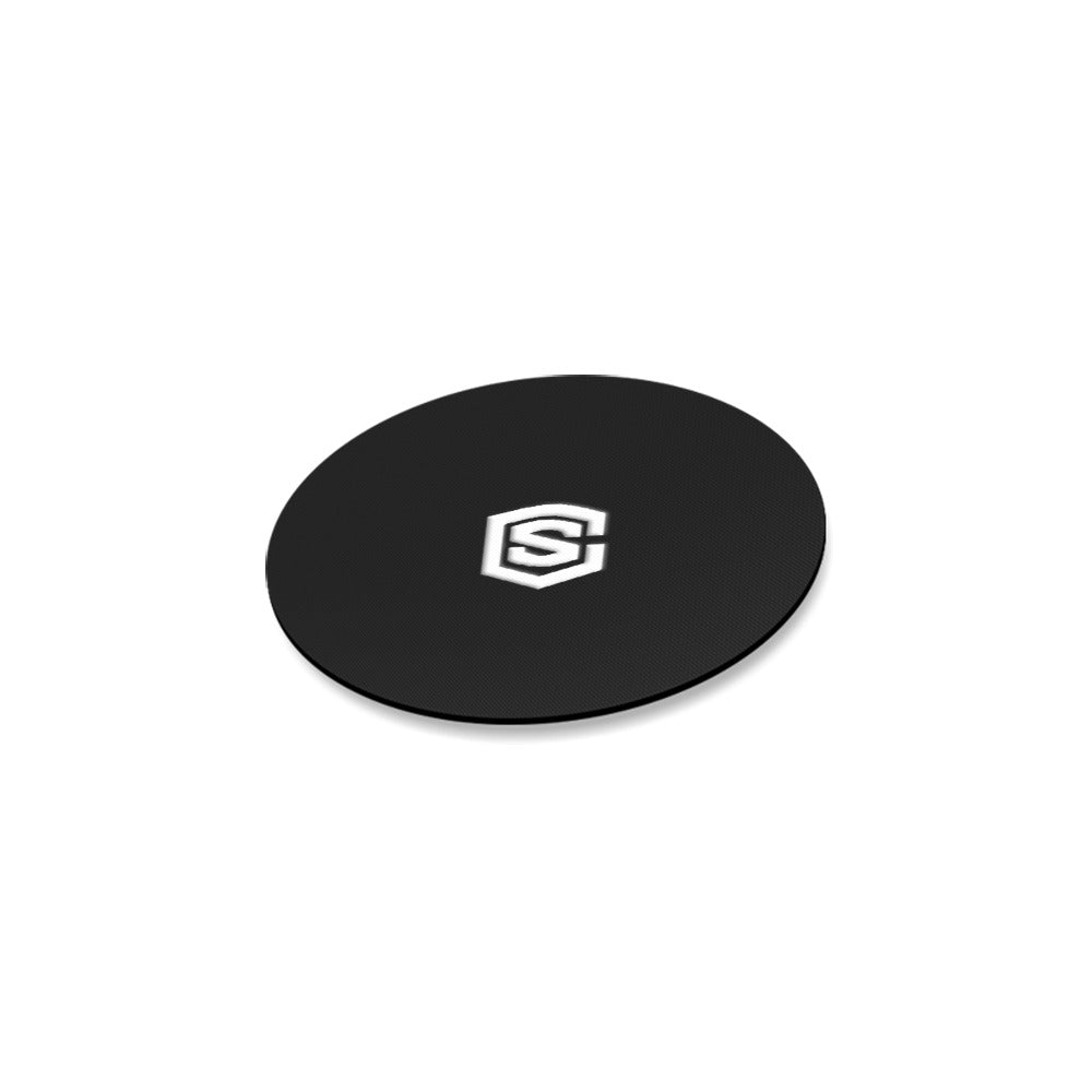 Black Round Coaster with White Logo Round Coaster