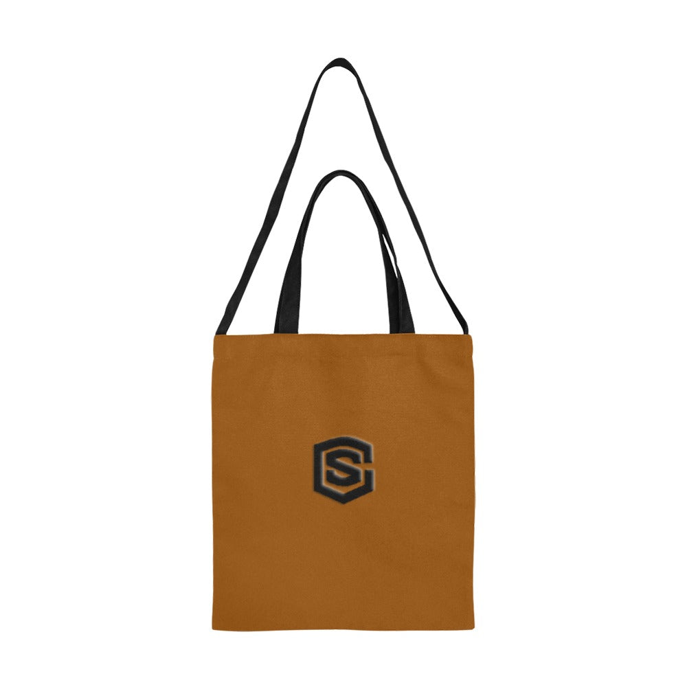 Brown All Over Print Canvas Tote Bag With Black Logo All Over Print Canvas Tote Bag(Model1698)(Medium)