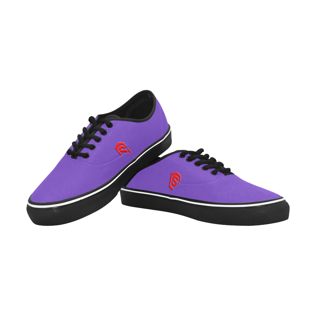 red logo Classic Men's Canvas Low Top Shoes/Large (Model E001-4)