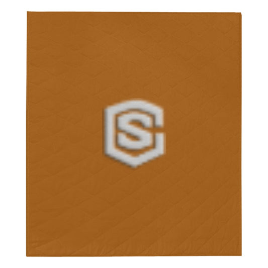 Brown  Quilt with Silver Logo Custom Quilt  70" x 80"