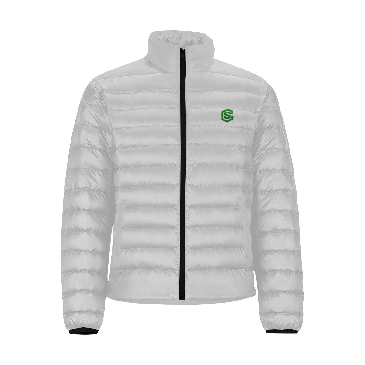 Green Logo Men's Stand Collar Padded Jacket (Model H41)