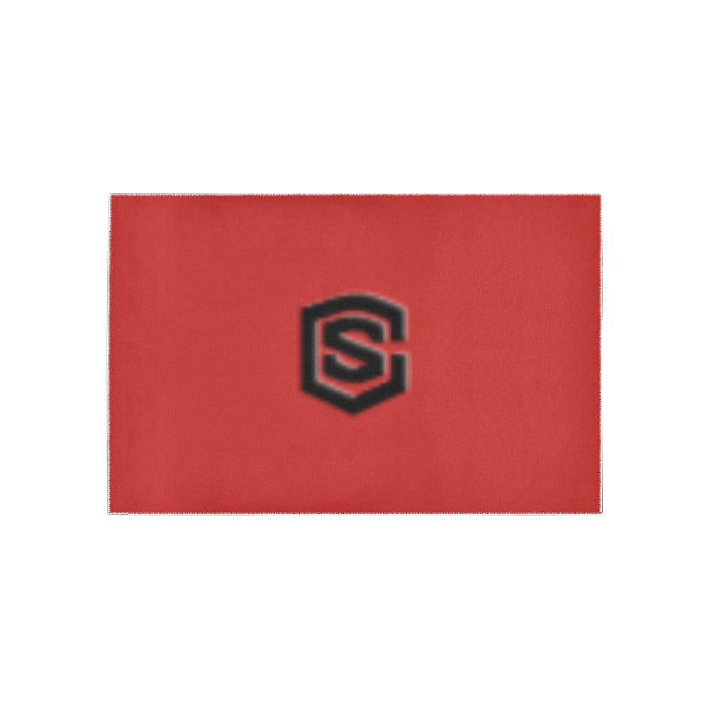 Red Area Rug Black Logo Area Rug 5' x 3.2'