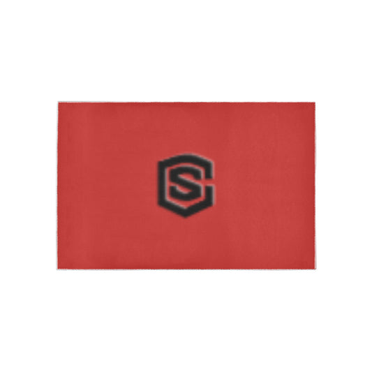 Red Area Rug Black Logo Area Rug 5' x 3.2'