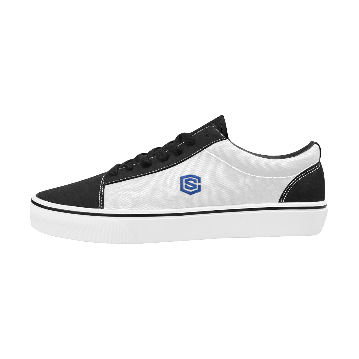 blue logo Women's Low Top Skateboarding Shoes (Model E001-2)