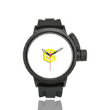 WHITE MEN SPORT WATCH WITH YELLOW LOGO Men's Sport Watch (Model 309)