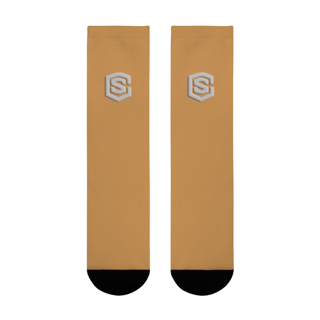 Brown Sublimation Crew Socks (EU) Silver Logo