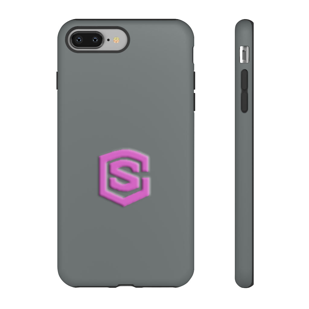 Grey Tough Cases Pink Logo