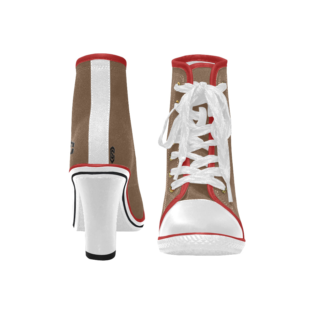 black logo Women's Lace Up Chunky Heel Ankle Booties (Model 054)