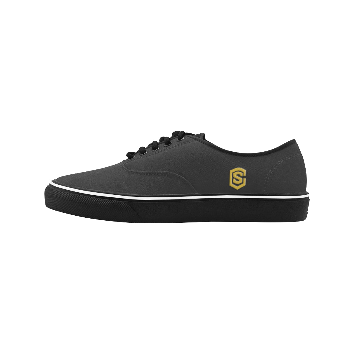 gold logo Classic Men's Canvas Low Top Shoes/Large (Model E001-4)