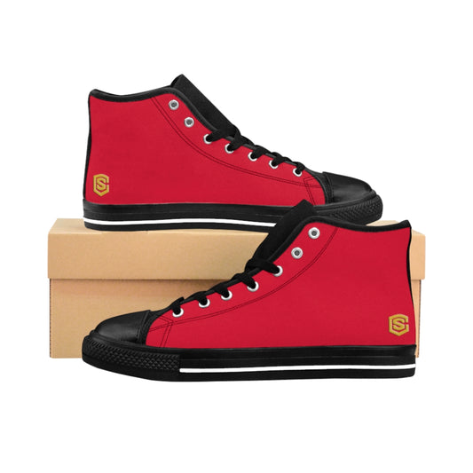 red Women's High-top Sneakers Gold logo